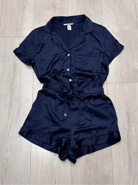Victoria's Secret Navy Satin Short Pajama Romper